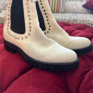 Dolce Vita booties. Pull on. White with studs. Size 8